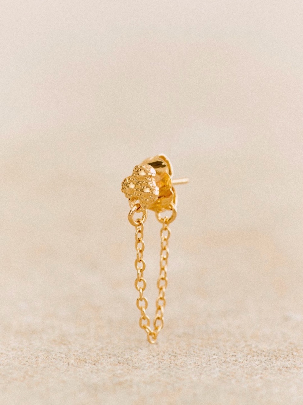 NIB Sezane Gold Heart Chain Drop Stud Earring - made in France